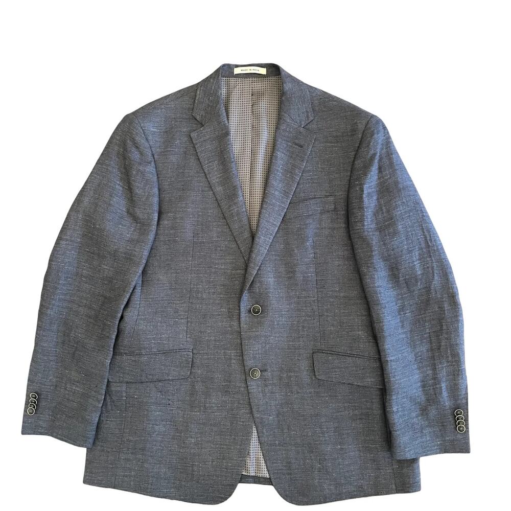 Joseph Abboud Mens Tailored Fit Blazer 42R 100% Linen‎ Sports Coat Jacket Blue